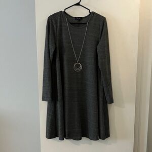Elegant Long Sleeve Charcoal Dress